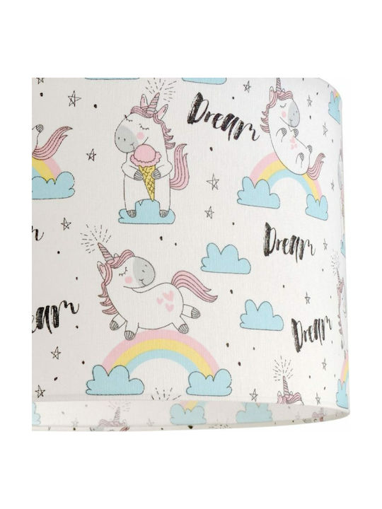 Veis Dream Unicorn O singură lumină Lumină de tavan pentru copii Suspendata din material textil 60W cu suport pentru bec E27 35x24cm