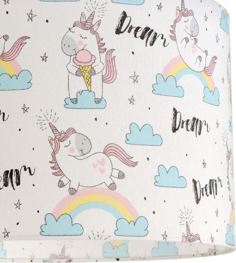 Veis Kids Fabric Single Ceiling Light E27 Dream Unicorn Multicolour 60W 35x24cm