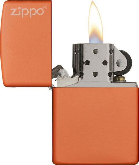Zippo Classic Logo Winddichter Feuerzeug Flamme Orange Matt