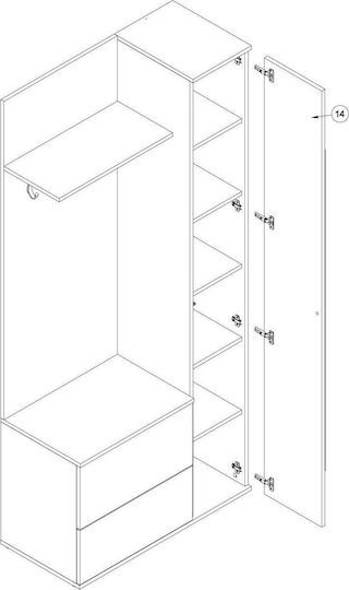 Green Entry Furniture with Mirror / Hanger / Shoe Rack & Wardrobe White 90x34x195cm