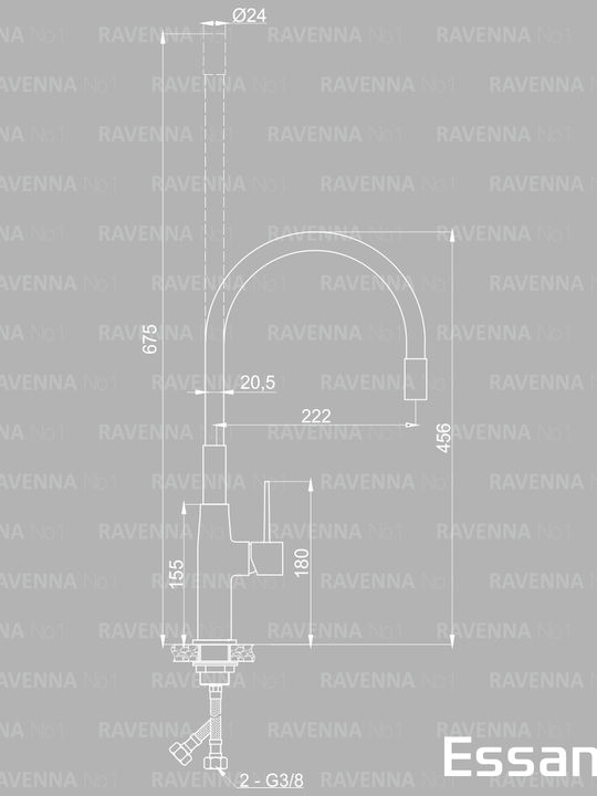 Ravenna Essance Tall U-Shaped Kitchen Faucet Counter Brown