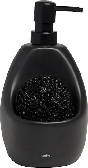 Umbra Joey Tabletop Plastic Dispenser for the Kitchen with Sponge Holder Black 600ml