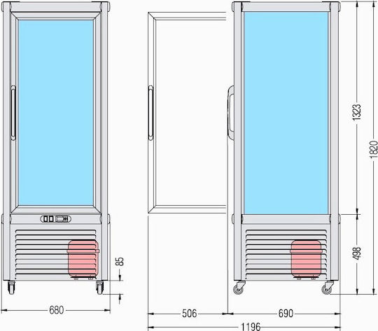 Tecfrigo Maintenance Showcase Floor with 5 Levels with Capacity 400lt 68x69x182cm Prisma 400 TNV PG