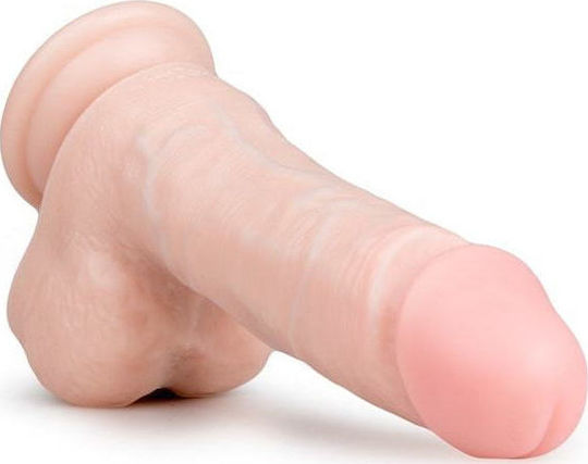 Easytoys Glass Dildo with Balls and Suction Cup Flesh 17cm