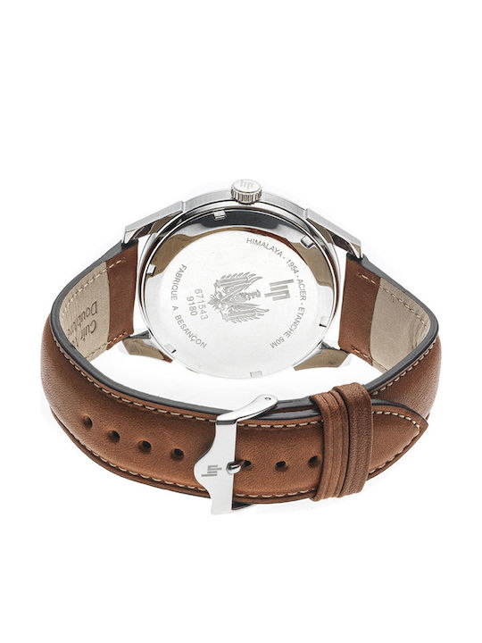 Lip Watches Himalaya Γυναικείο Ρολόι 40mm Μπαταρίας με Καφέ Δερμάτινο Λουράκι