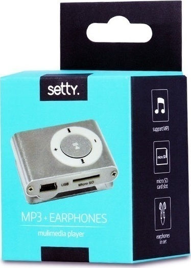 Setty Mini + Earphones MP3 Player Ασημί
