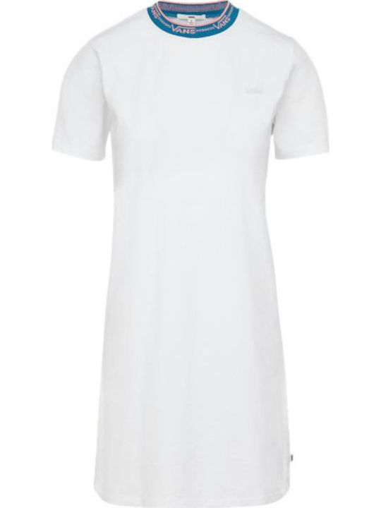 Lustiges Sommer Mini T-Shirt Damenkleid Gestrickt Weiß