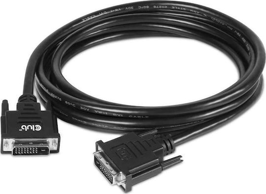 Club3D Кабел DVI-D мъжки - DVI-D мъжки 3м Черен (CAC-1223)