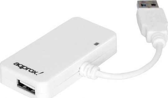 Approx HT4 Hub 4 Porturi USB 2.0 cu Conectare USB-A Alb