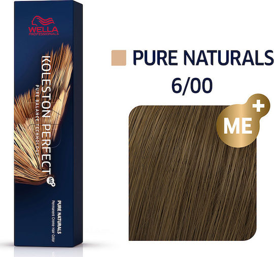 Wella Koleston Perfect Me+ Pure Naturals Βαφή Μαλλιών 6/00 Ξανθό Σκούρο Έντονο Φυσικό 60ml