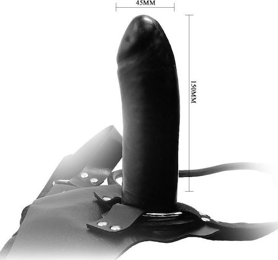 Baile Inflatable Vibrating Strap On With Automatic Pump Up Арсенал с Единично Дилдо и Вибрация в Черен цвят