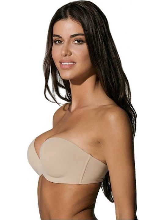 Secret Sense Strapless Bra with Light Padding Underwire Beige