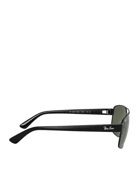 Ray Ban Men's Sunglasses with Black Metal Frame and Green Lens