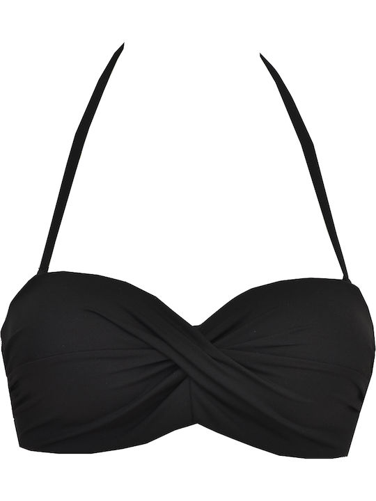 Top De Bikini Strapless Cupe D Negru