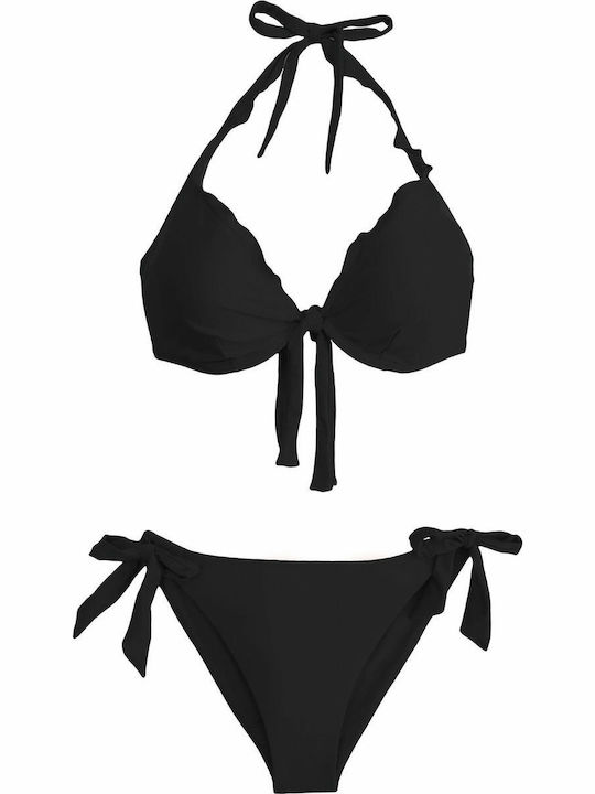 Solano Swimwear Underwire Bikini Bra with Ruffles Arabella Black