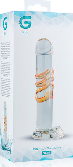 Gildo Glass Dildo No. 7 Стъклено дилдо с тестиси Прозрачен 16.5см