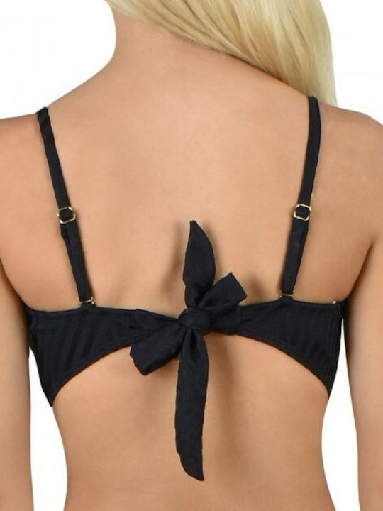 Bluepoint Sports Bra Bikini Top with Detachable Straps Black