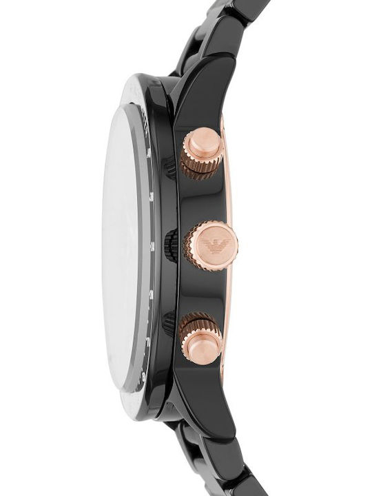 Emporio Armani Ceramic Men's Watch 43mm Chronograph Battery with Black Ceramic Bracelet