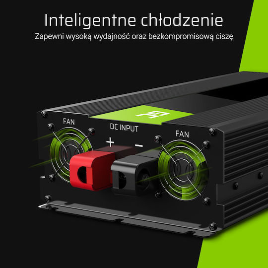 Green Cell Car Inverter Pure Sinewave 1500W to Converter 24V DC in 230V AC with 1xUSB
