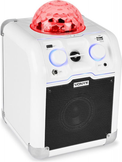 Vonyx Karaoke Speaker with Wired Microphone and Lighting Effects SBS50 178.353 White