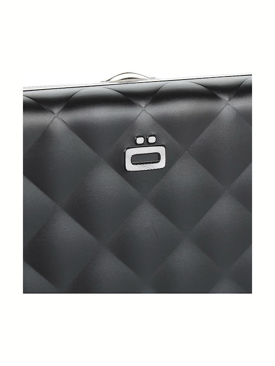 Quilted Button Small Women's Wallet Cards with RFID Black