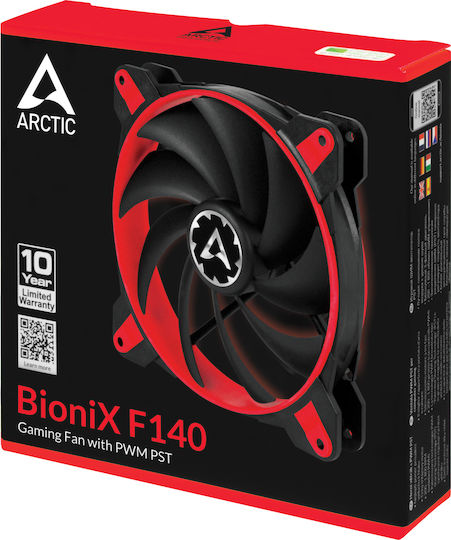 Arctic BioniX F140 Case Fan (1800rpm / 104cfm) Without LED Lighting And 4-Pin PWM Connection Red