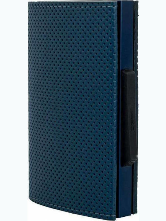 Cascade Leather Men's Wallet Cards with RFID and Slide Mechanism Blue