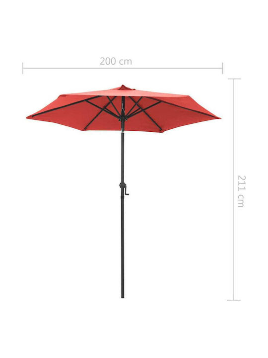 Circular Aluminum Garden Parasol Orange Diameter 2m