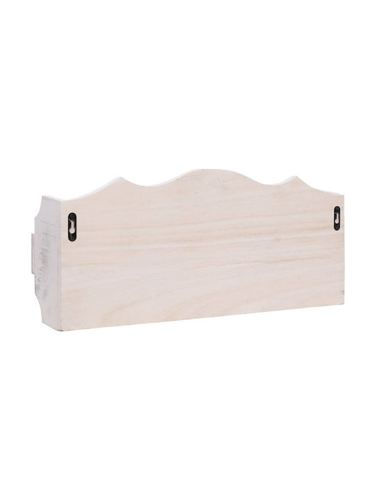 vidaXL Antique Wooden Wall Hanger 3 Hooks White 50x10x23cm