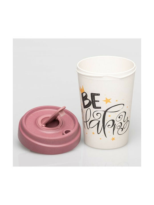 Chic Mic Be Happy Tasse Bamboo mit Deckel Weiß 400ml 1Stück