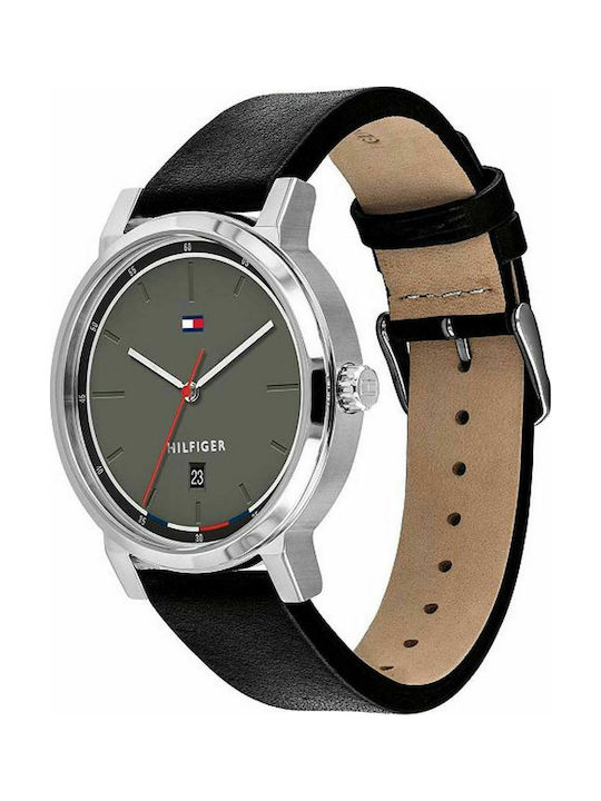 Tommy Hilfiger Thompson Watch Battery with Black Leather Strap