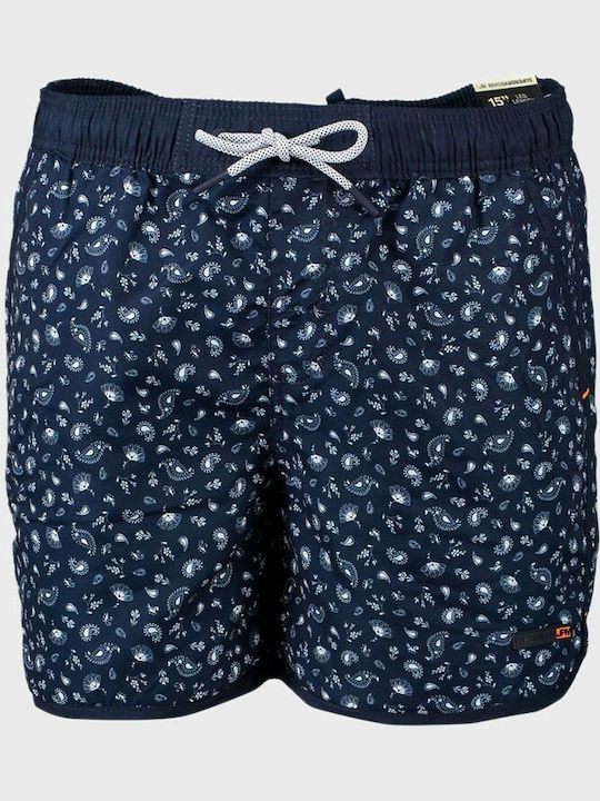 Superdry Echo Racer Men's Swimwear Shorts Navy Blue with Patterns