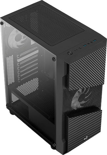 Aerocool Menace Saturn RGB Gaming Midi Tower Κουτί Υπολογιστή με Πλαϊνό Παράθυρο Μαύρο