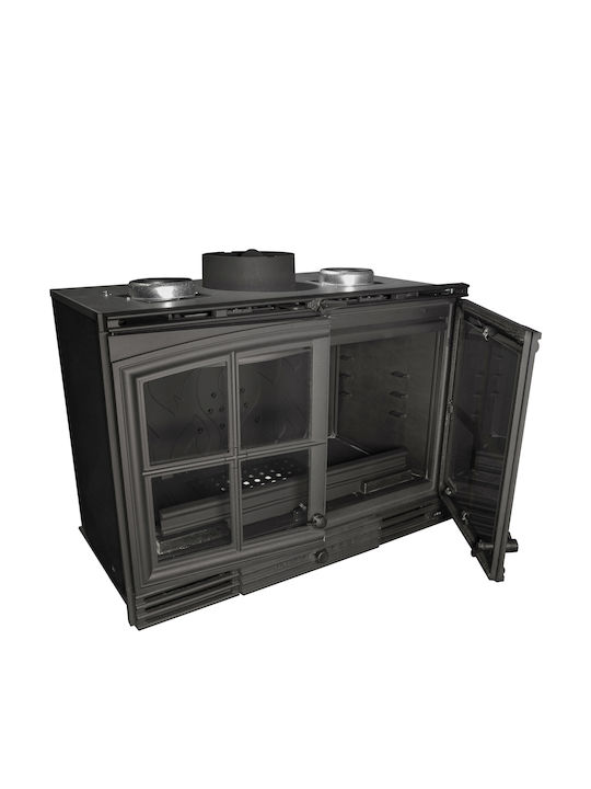 Salgueda Insert 800 2P E061-SM Wood Cassette Fireplace Insert Fan Heater Air Duct Connection with Straight Window 18kW