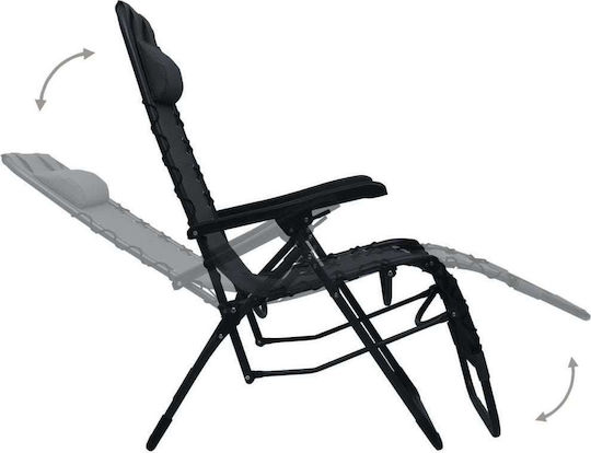 vidaXL Liegestuhl-Sessel Strand Schwarz 65x50cm.