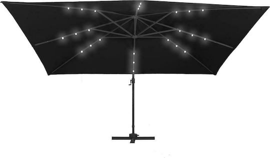 Hängender Quadratischer Aluminium-Garten- und Terrassen-Sonnenschirm Schwarz 4x3m