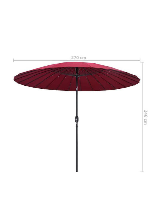 Round Aluminum Garden Parasol Burgundy Φ2.7m