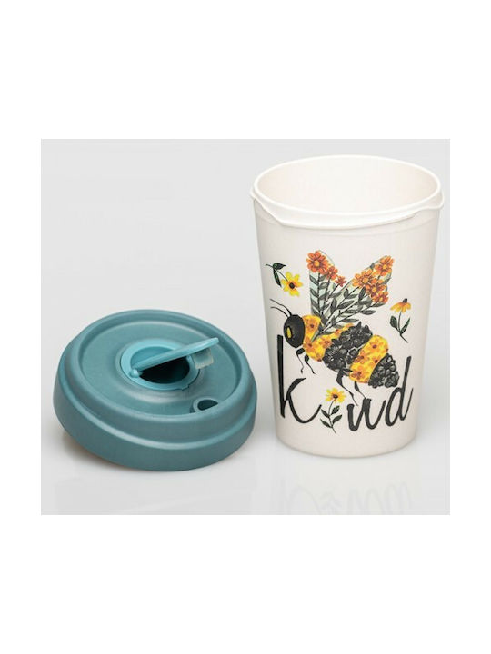 Chic Mic Bee Kind Bamboo Cup with Lid White 400ml