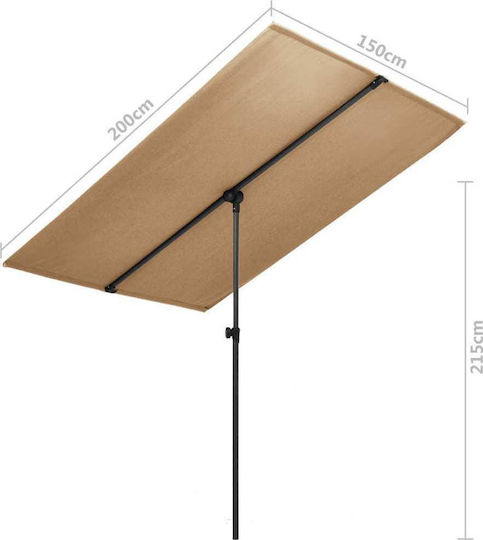 Professional Squared Aluminum Beige Parasol 2x1.5m