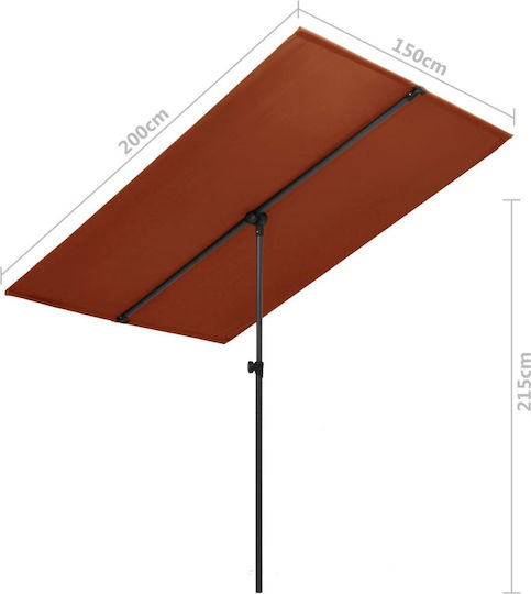 Professional Square Aluminum Terrace Parasol 2x1.5xHeight 2.15m
