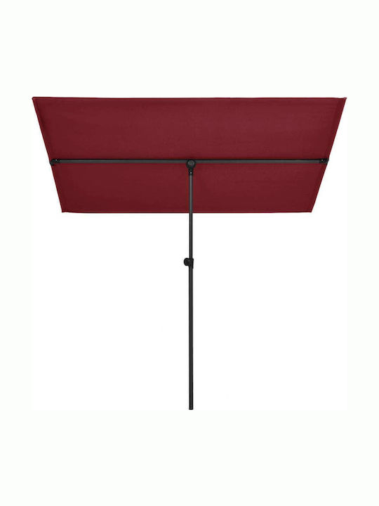 Profesională Umbrelă Pătrată Din aluminiu Burgundy cu Bază de Susținere 1.8x1.3m