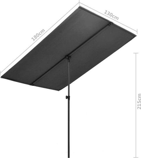 Garten & Terrassen Sonnenschirm Bodenständer Quadratisch Aluminium Schwarz mit Ständer 1.8x1.3m 47330