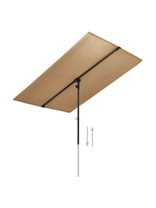 Professional Square Aluminum Parasol Taupe 1.8x1.3xHeight 2.15m