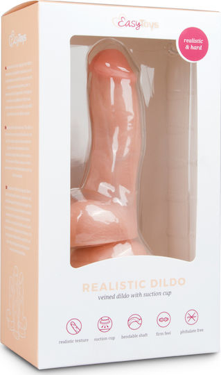 Easytoys Ρεαλιστικό Dildo με Όρχεις και Βεντούζα Flesh 15cm