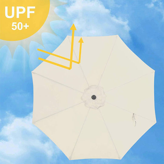 Circular Garden Parasol Metal White 3x2.52m