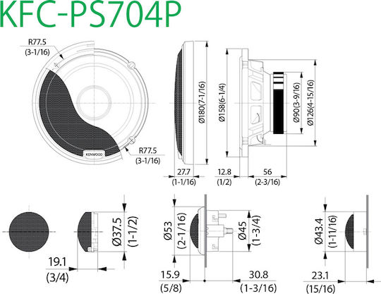 Kenwood Σετ Ηχεία Αυτοκινήτου Διαιρούμενα 6" με 80W RMS (2 Δρόμων)