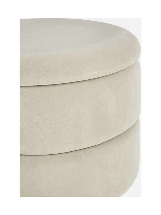 Stool For Living Room Upholstered with Velvet Pavlina Beige 37.5x37.5x42cm