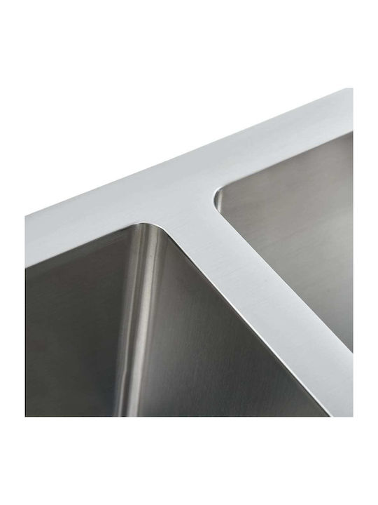vidaXL Drop-In Sink Inox Brushed W111.5xD44cm Silver