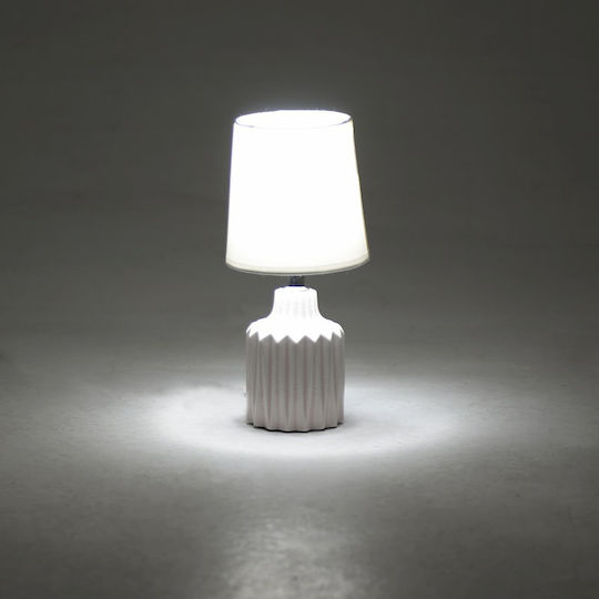 Click Ceramică Lampă de masă pentru Soclu E14 cu Abajur Alb și Bază Bej 4buc