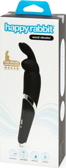 Happy Rabbit Wand Vibrator Mini Δονητής Μασάζ 26.7cm Black